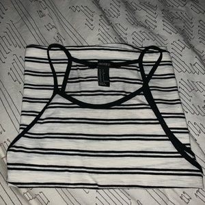 Black and white, striped tank top.